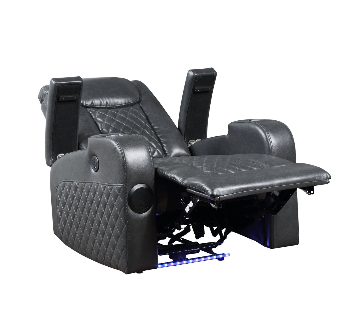 Alair - Leather Aire Power Motion Recliner With Bluetooth, Wireless Charger Cupholder - Dark Gray by Couch.com