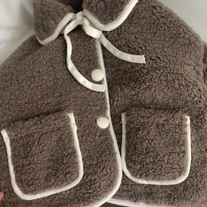 Lamb Wool Baby Turn-down Collar Coat Children's Thickened Cotton-padded