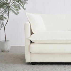 2-Piece White Chenille Sofa Set for Living Room