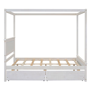Canopy Platform Bed With Drawers, Support Slats, No Box Spring Needed by Couch.com