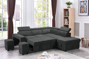 Henrik - Sleeper Sectional Sofa With Storage Ottoman And 2 Stools by Couch.com