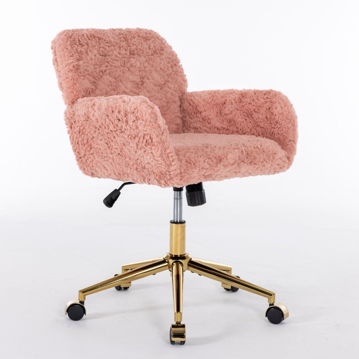 Office Chair, Artificial Rabbit Hair Home Office Chair With Golden Metal Base, Adjustable Desk Chair Swivel Office Chair, Vanity Chair by Couch.com