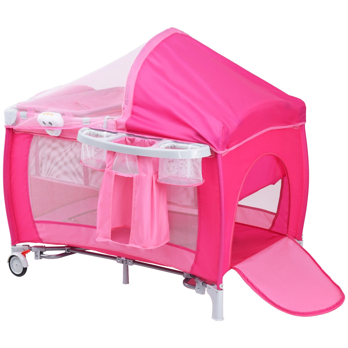 Foldable Baby Crib Playpen with Mosquito Net and Bag-Blue