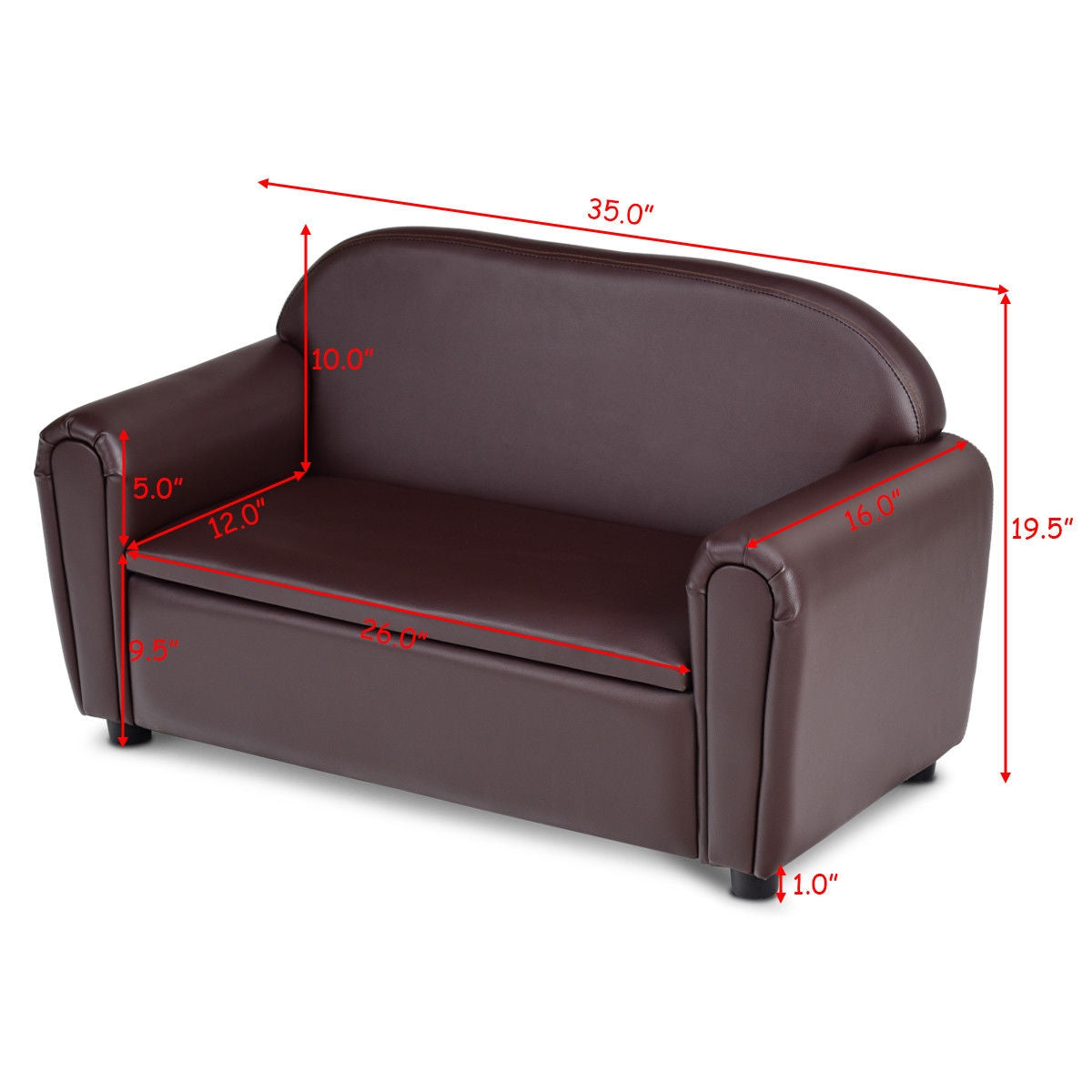 Kids Sofa Armrest Chair with Storage Function-Brown