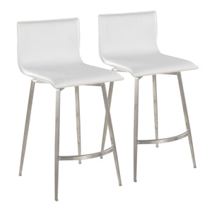 Mara - Upholstered Contemporary Fixed Height Counter Stool With Swivel (Set of 2) - White by Couch.com
