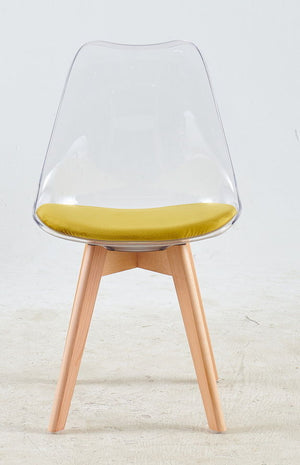 Dining Chair, Coffee Chair Wood Leg (Set of 4) - Transparent by Couch.com