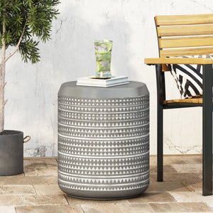 Outdoor Side Table With Cylindrical Shape - White by Couch.com