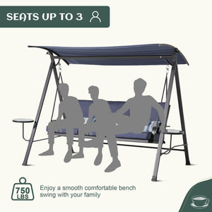 Steel 3 Seater Swing Porch Swing With Canopy - Blue by Couch.com