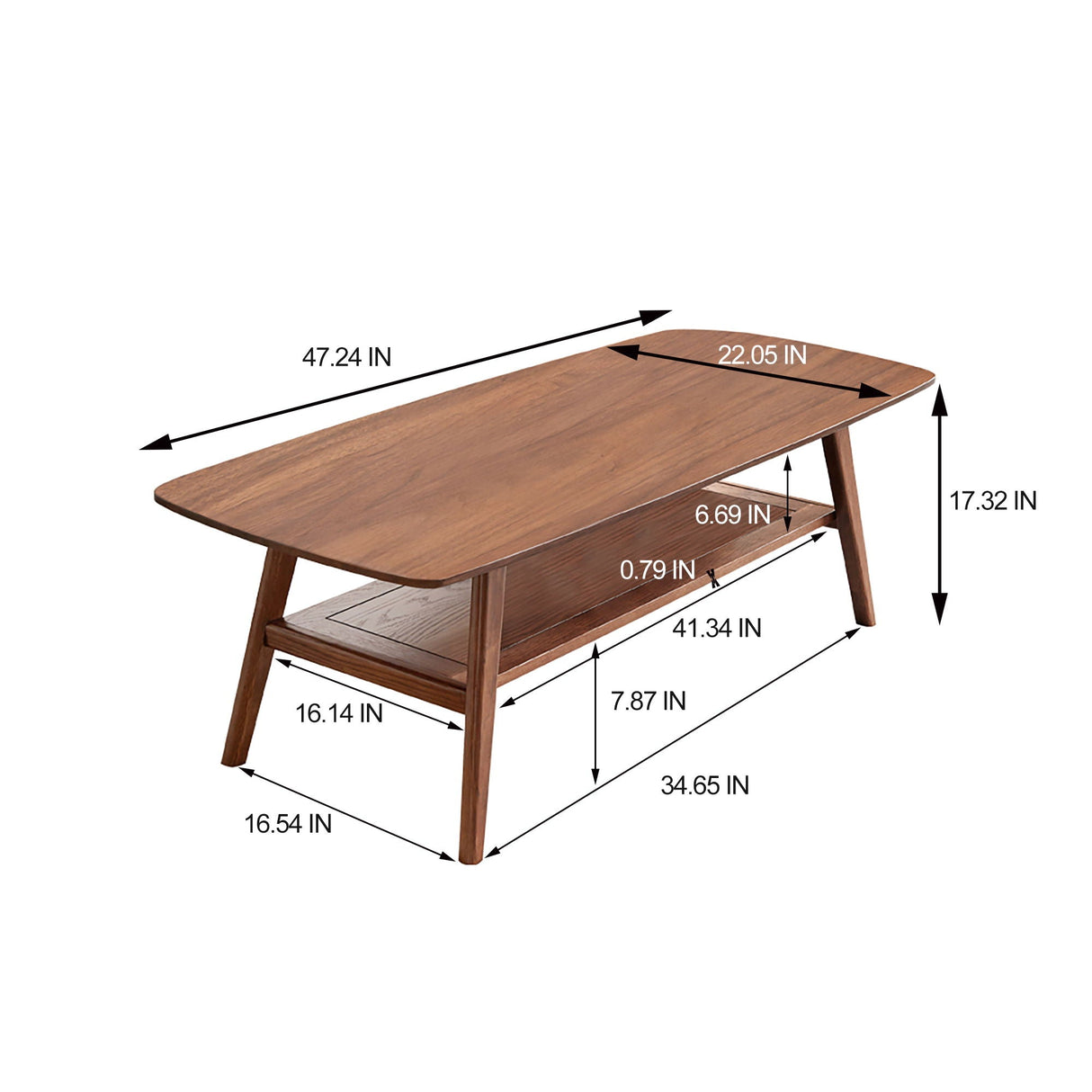 Low Coffee Table With Storage Shelf by Couch.com