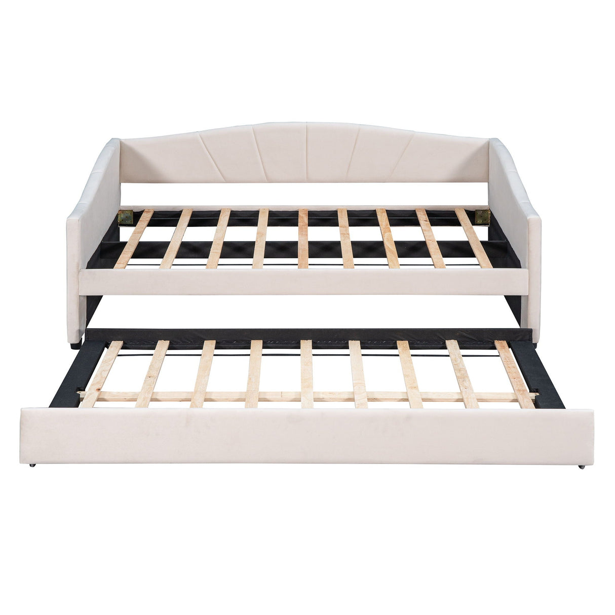 Upholstered Daybed Sofa Bed With Trundle Bed And Wood Slat by Couch.com