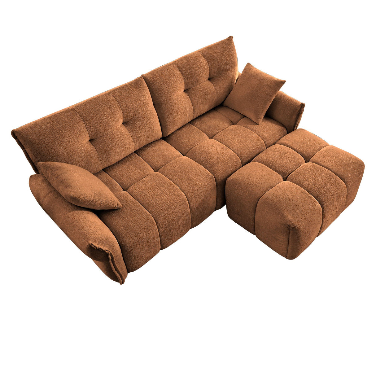 Elegant Sofa Set With Ottoman And Pillows, Textured Chenille, High Resilience Cushions by Couch.com