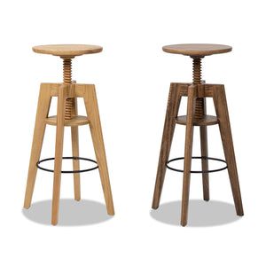 Spencer - Minimalist Oak Adjustable Bar Counter Stool - Walnut Brown Oak by Couch.com