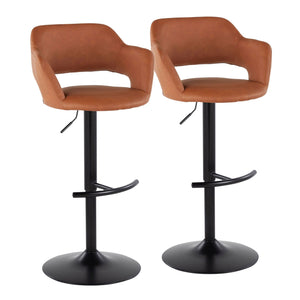 Margarite - Contemporary Adjustable Barstool With Swivel With Rounded T Footrest (Set of 2) by Couch.com