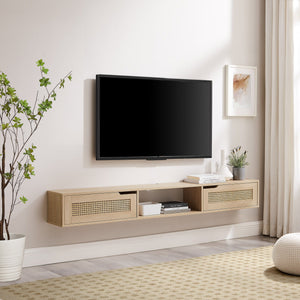 Modern Rattan Door Floating TV Stand For TVs Up To 80" by Couch.com