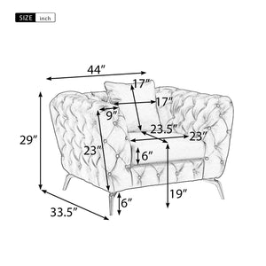Modern Sofa Couch Upholstered Sofa With Sturdy Metal Legs, Button Tufted Back, Single Sofa Chair For Living Room, Apartment, Home Office - Black by Couch.com