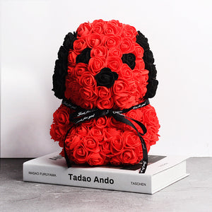Creative Style Rose Dog Doll Christmas Gift Decoration