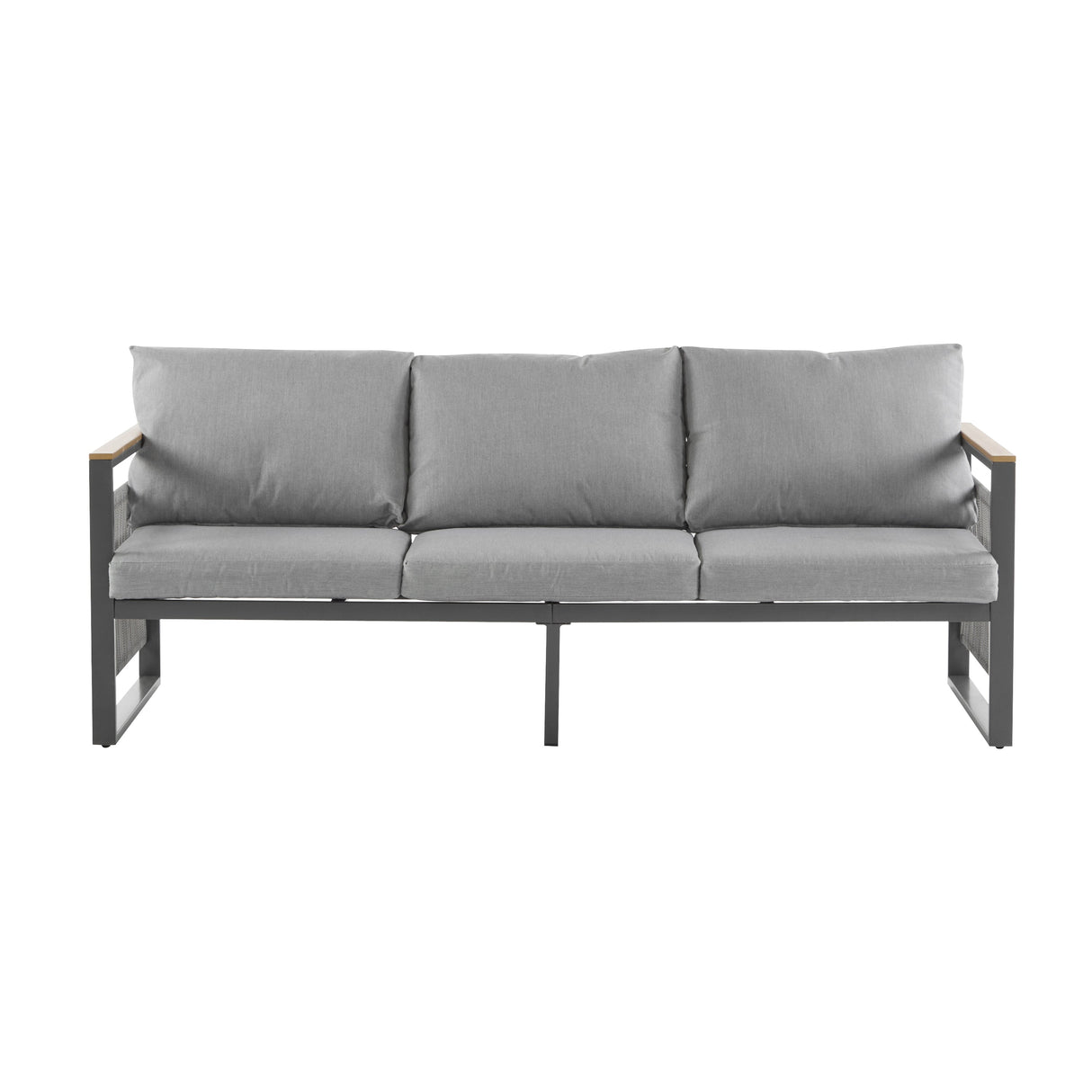 4-Pieces Outdoor Metal Patio Furniture Set with Cushions