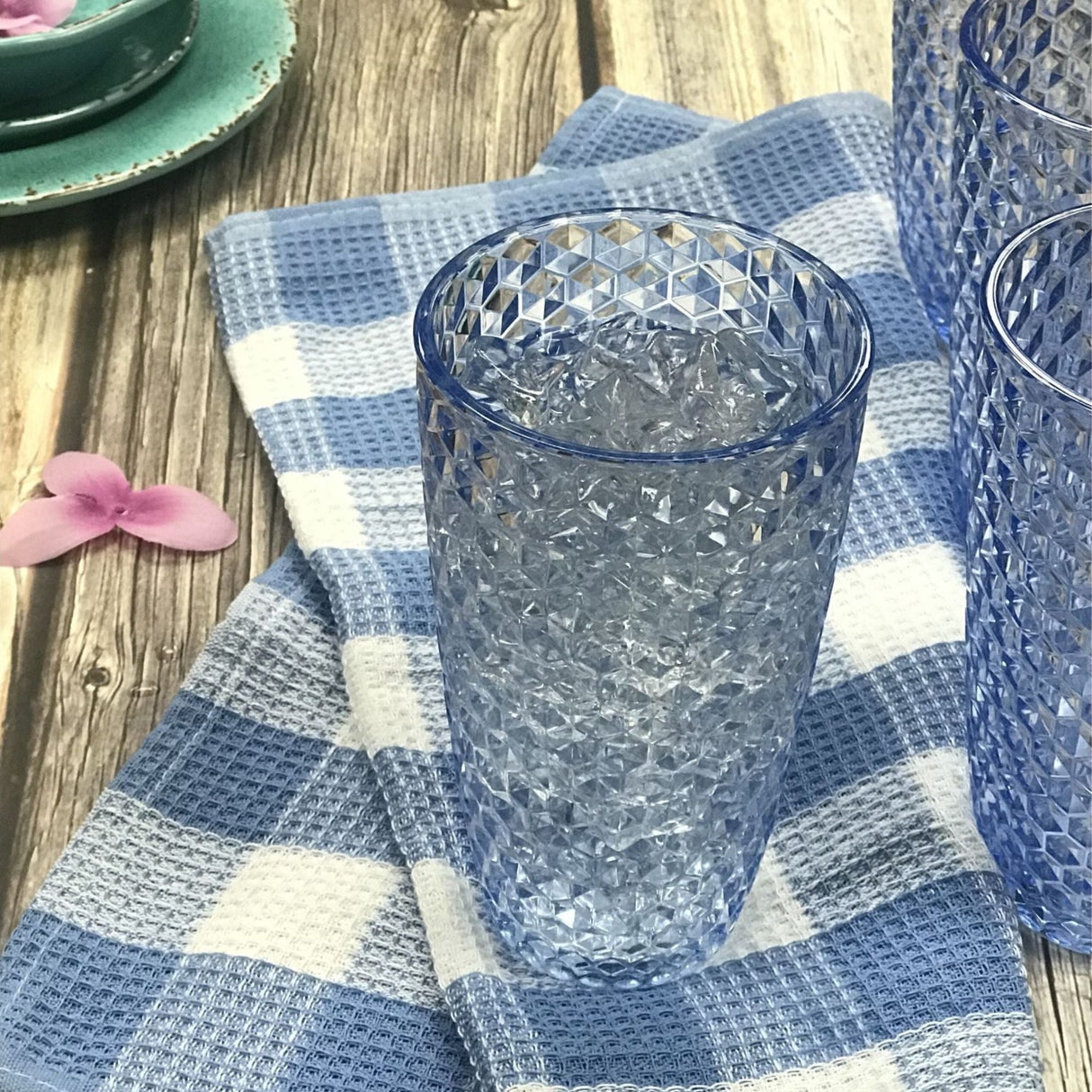 Leading Ware Diamond Cut Acrylic Drinking Glasses (Set of 4)