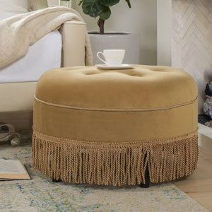 Yolanda - Luxurious Upholstery Round Upholstered Accent Ottoman by Couch.com
