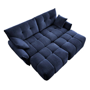 Elegant Sofa Set With Ottoman And Pillows, Textured Chenille, High Resilience Cushions by Couch.com
