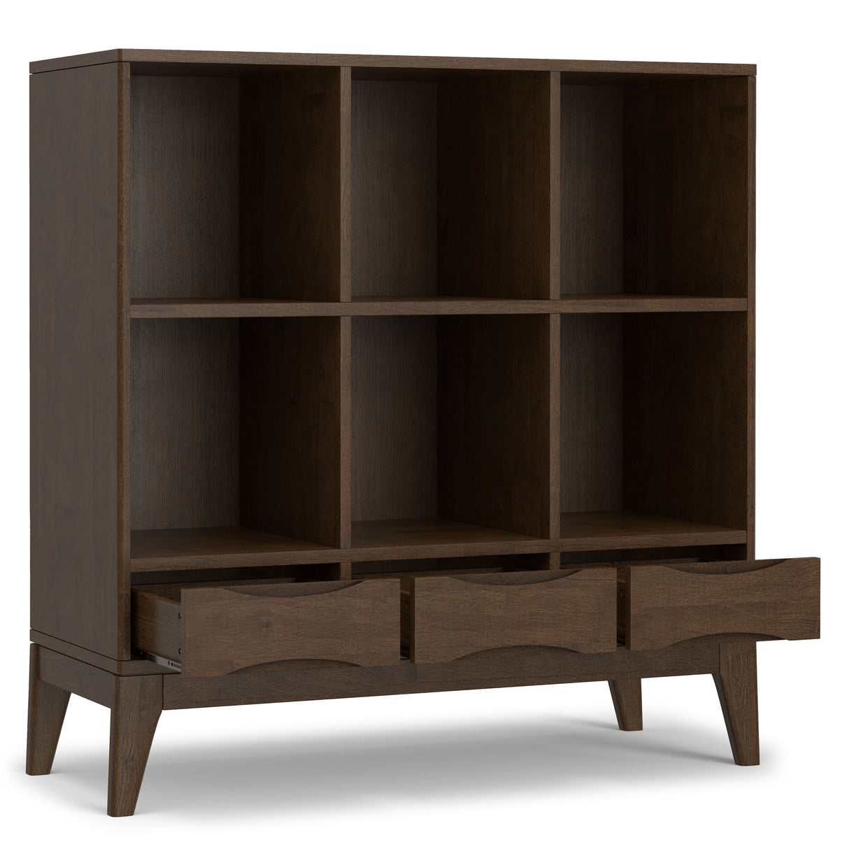 Harper - Low 6 Cube Storage With Drawers - Walnut Brown by Couch.com