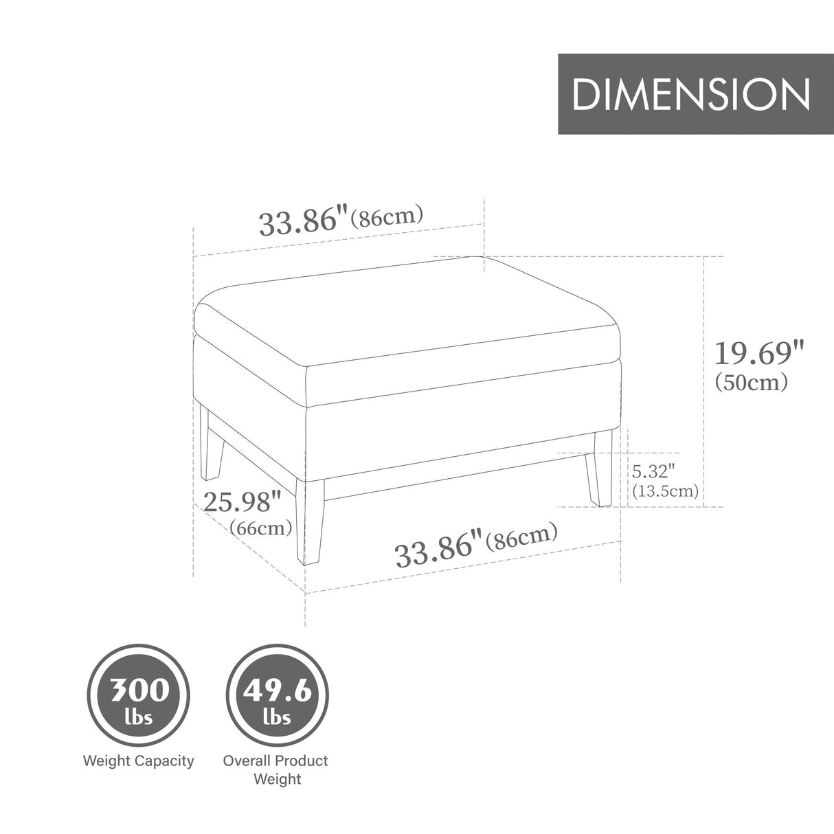 Upholstered Storage Ottoman With Reversible Lid Coffee Table With Rubberwood Legs by Couch.com