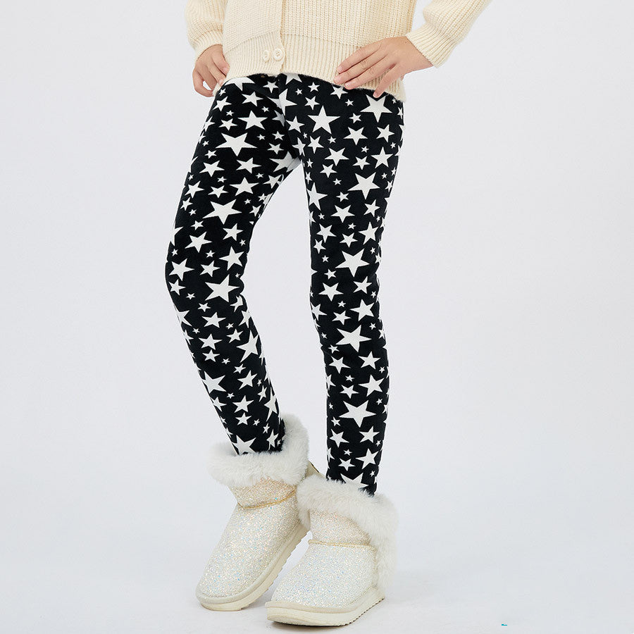 Girls' Autumn And Winter Thermal Base Medium And Large Printed Velvet