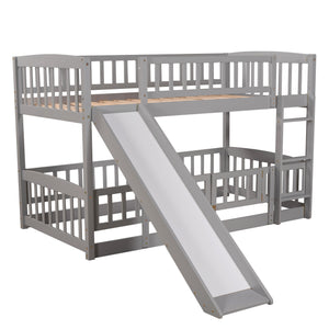 Low Bunk Bed With Slide, Fence And Ladder by Couch.com