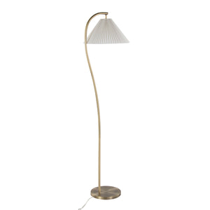 Cassis - Glam / Art Deco Floor Lamp Pleated - Gold / White by Couch.com