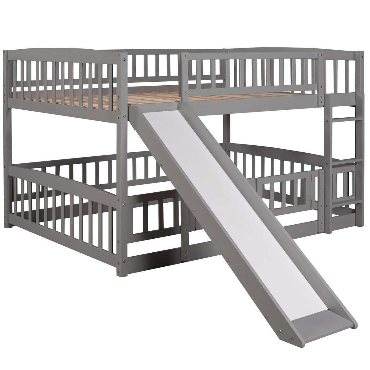 Low Bunk Bed With Slide, Fence And Ladder by Couch.com