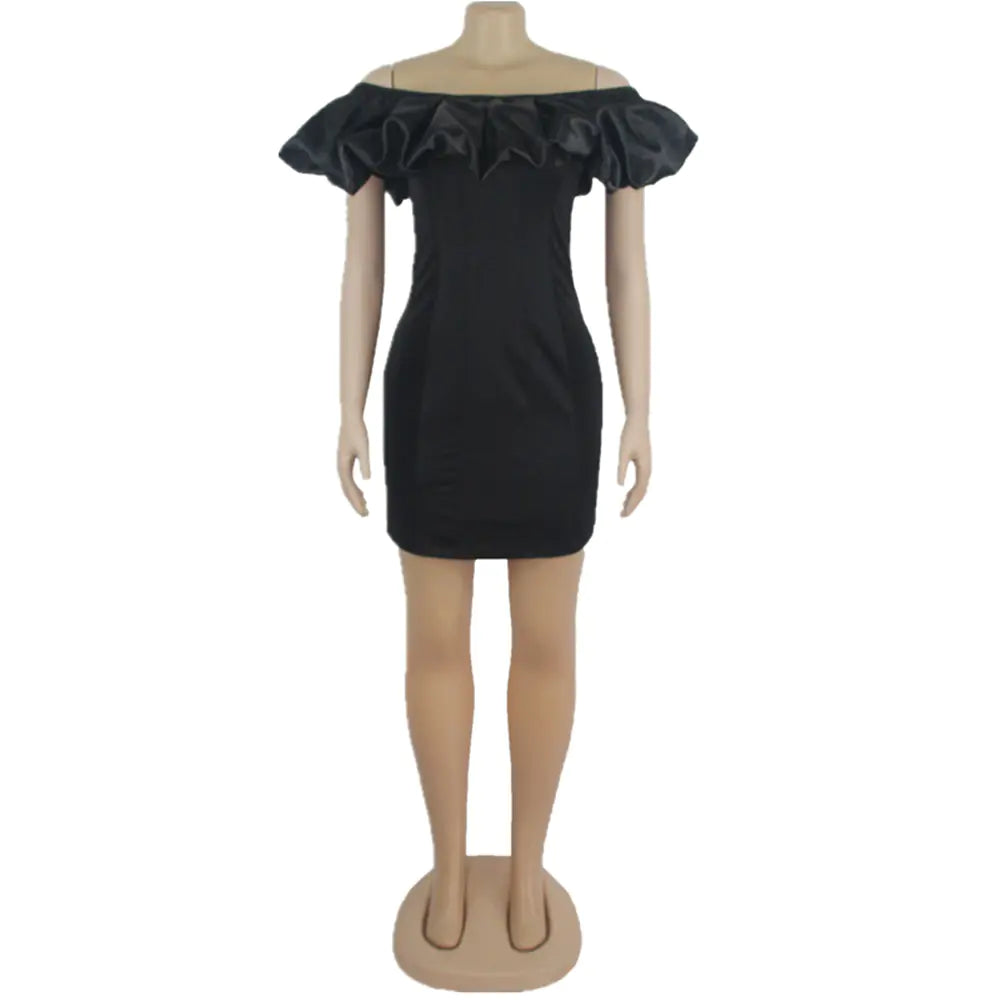 ZL1922 Women's Sexy Club Bubble Collar Dress