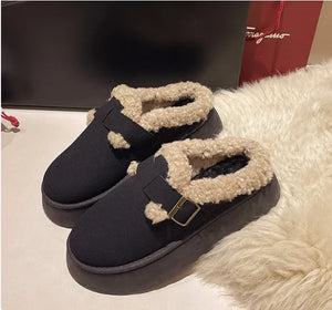 Lux Plush Women's Retro Platform Winter Slippers