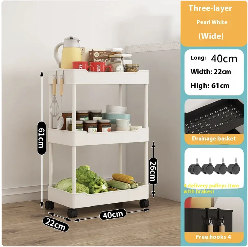 Multi-Tier Kitchen Floor Standing Storage Cart