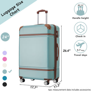Hardshell Luggage With Tsa Lock, 24" Expandable Lightweight Suitcase With Spinner Wheels, Single Vintage Luggage by Couch.com