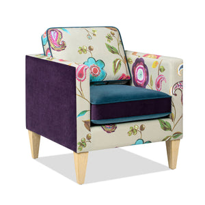 Mamba - Patchwork Accent Chair - Teal Blue Purple / Multicolored Floral by Couch.com