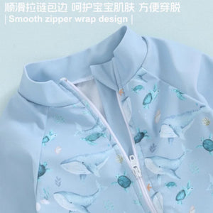Baby Long-sleeved Onesie Swimsuit With Sun Protection for Boys And Girls