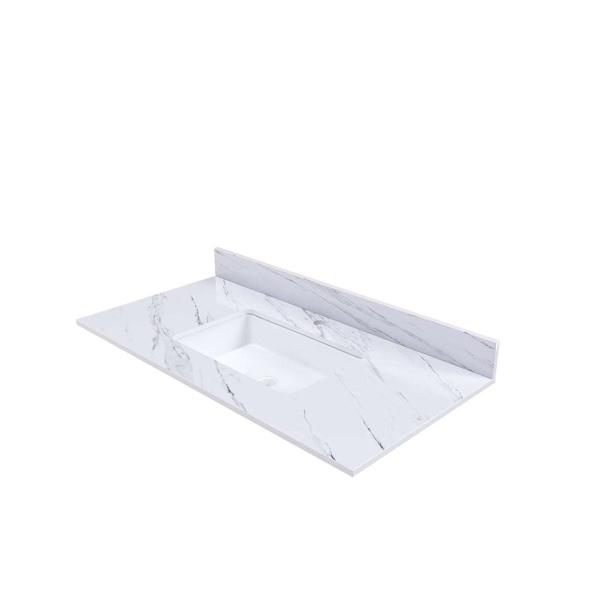 Bianco Carrara Venato Marble Vanity Top With Pre Drilled Faucet Hole And Undermount Sink by Couch.com