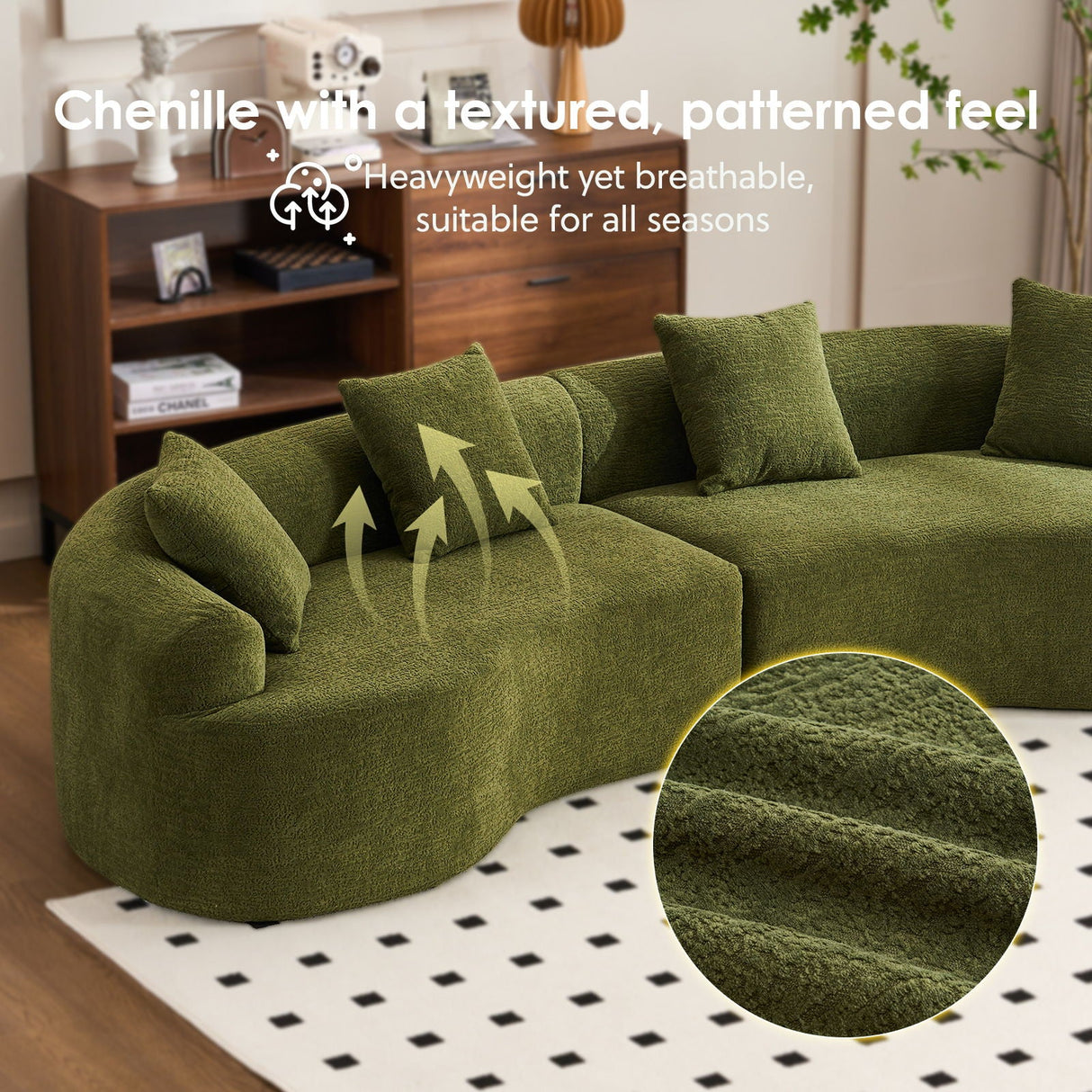 4 Seater Sofa With Fabric, 30D, 60 Hardness Full Sponge, 4 Pillow For Living Room, Home Furniture Sleeper Sectional Sofa For Apartment