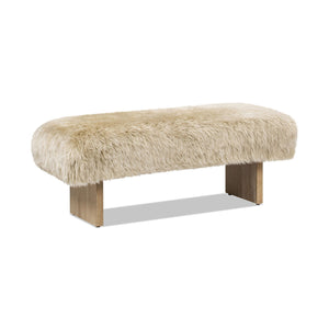 Leda - Sheepskin Fur Rectangular Accent Bench - Natural Blonde by Couch.com