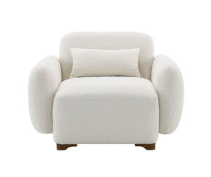 Darius - Boucle Accent Chair With 1 Toss Pillow - Beige by Couch.com