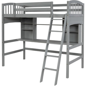 Loft Bed With Storage Shelves, Desk And Ladder by Couch.com
