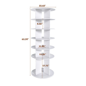 6 Tier Spinning Shoe Rack, Free Standing 360° Revolving Shoe Organizer - White by Couch.com