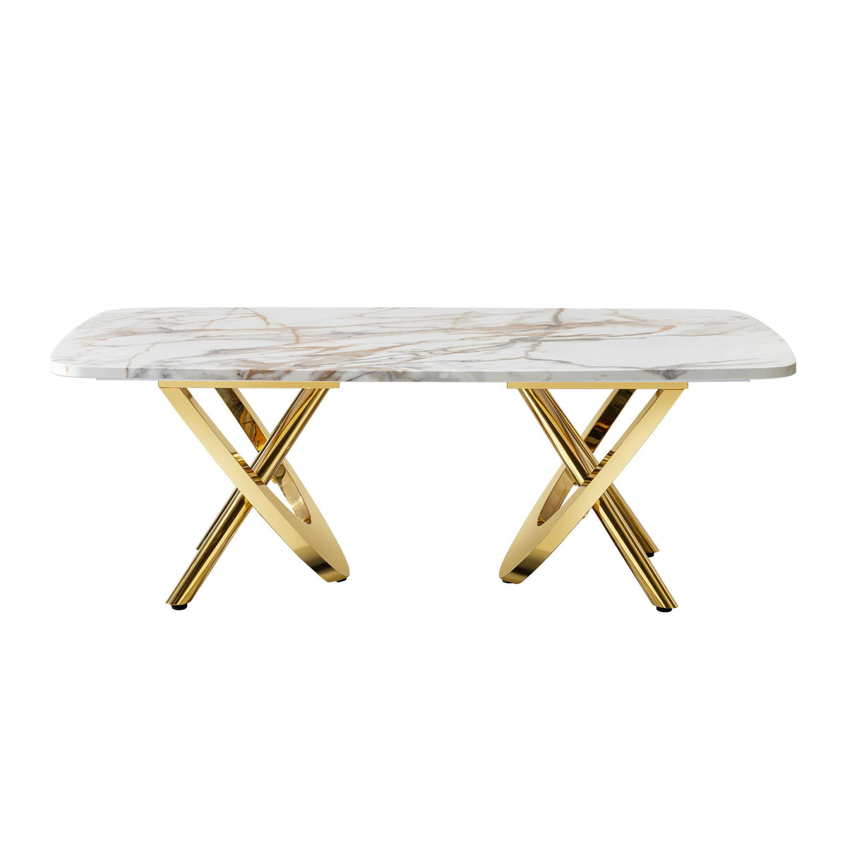Contemporary Marble Pattern Top Table With Stainless Steel Base by Couch.com