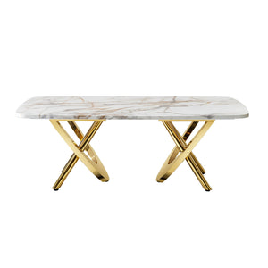 Contemporary Marble Pattern Top Table With Stainless Steel Base by Couch.com