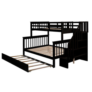 Bunk Bed With Twin Size Trundle, Storage And Guard Rail For Bedroom by Couch.com