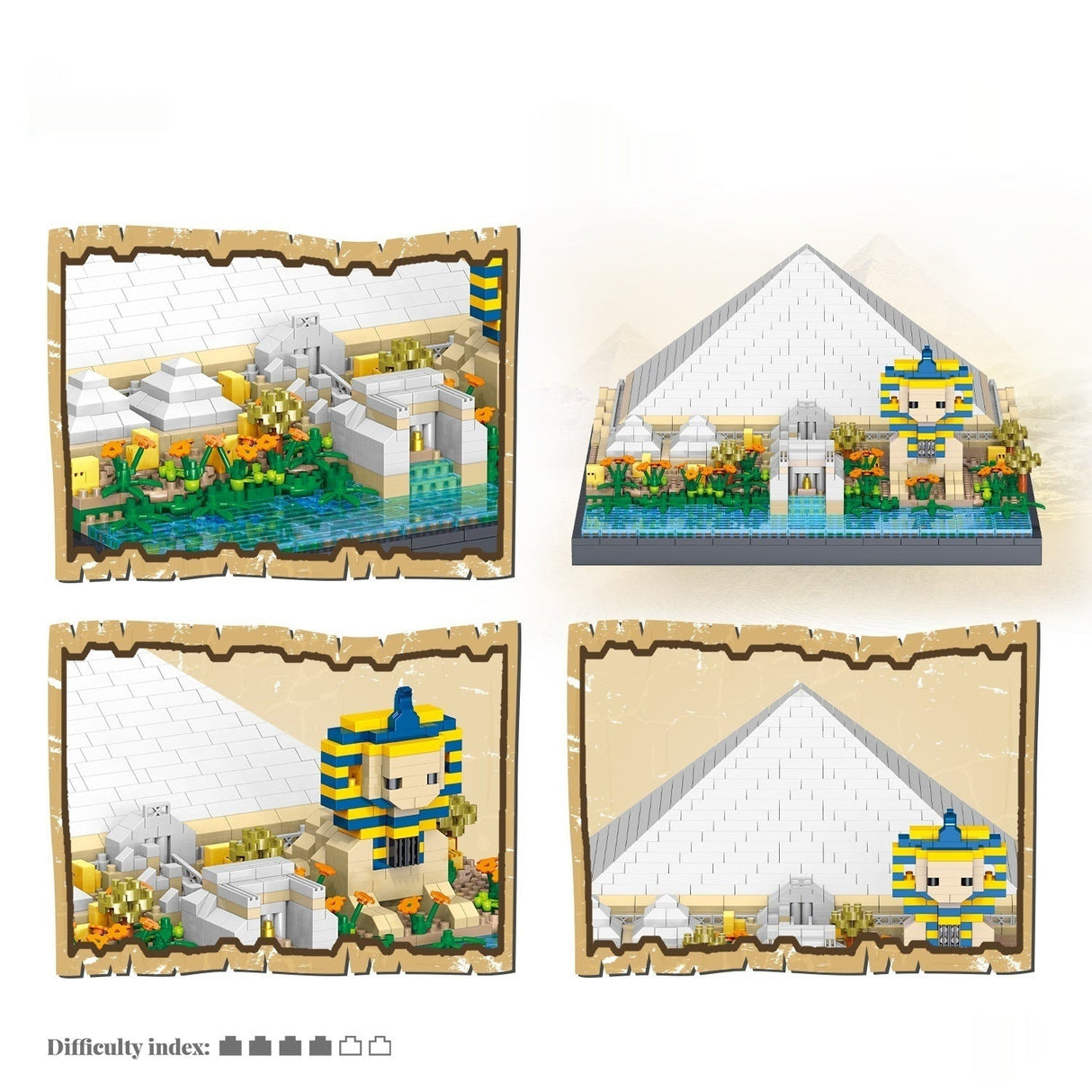 Pyramid Ancient Architecture Model Micro Diamond Particle Building Blocks High Difficulty Assembly