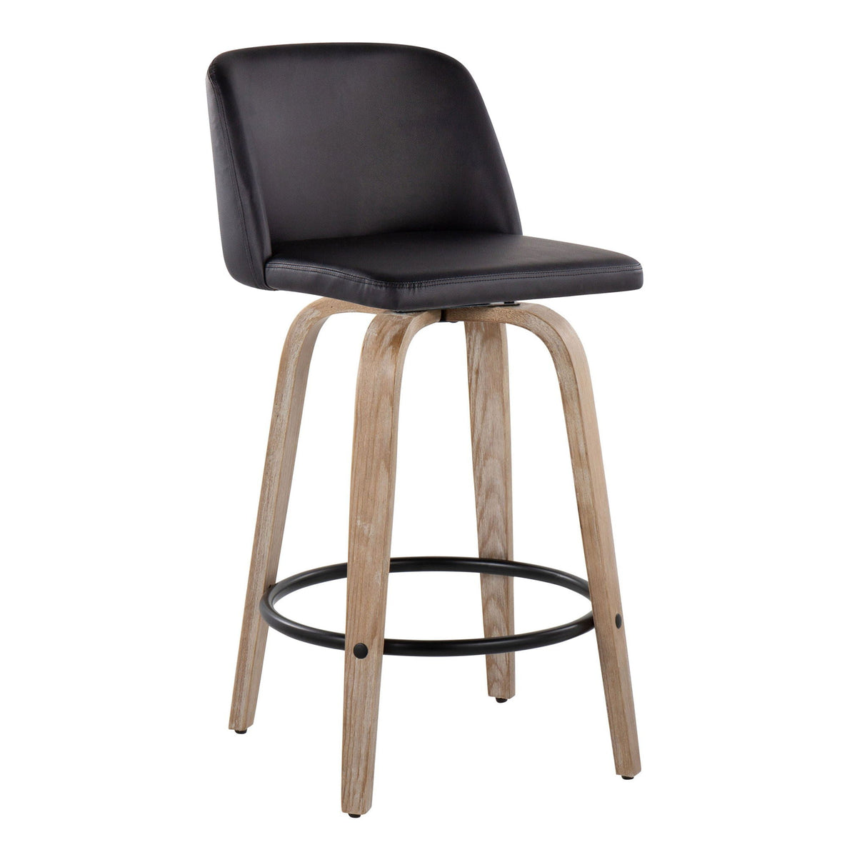 Toriano - Contemporary Fixed-Height Counter Stool & Swivel With Round Footrest (Set of 2) by Couch.com