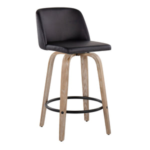 Toriano - Contemporary Fixed-Height Counter Stool & Swivel With Round Footrest (Set of 2) by Couch.com