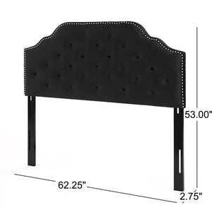 Charismatic Queen Size Headboard with Button Tufting and Nailhead Trim