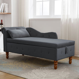 Chaise Lounge Indoor, Velvet Lounge Chair For Bedroom With Storage & Pillow, Modern Upholstered Rolled Arm Chase Lounge For Sleeping With Nailhead Trim For Living Room Bedroom Office by Couch.com